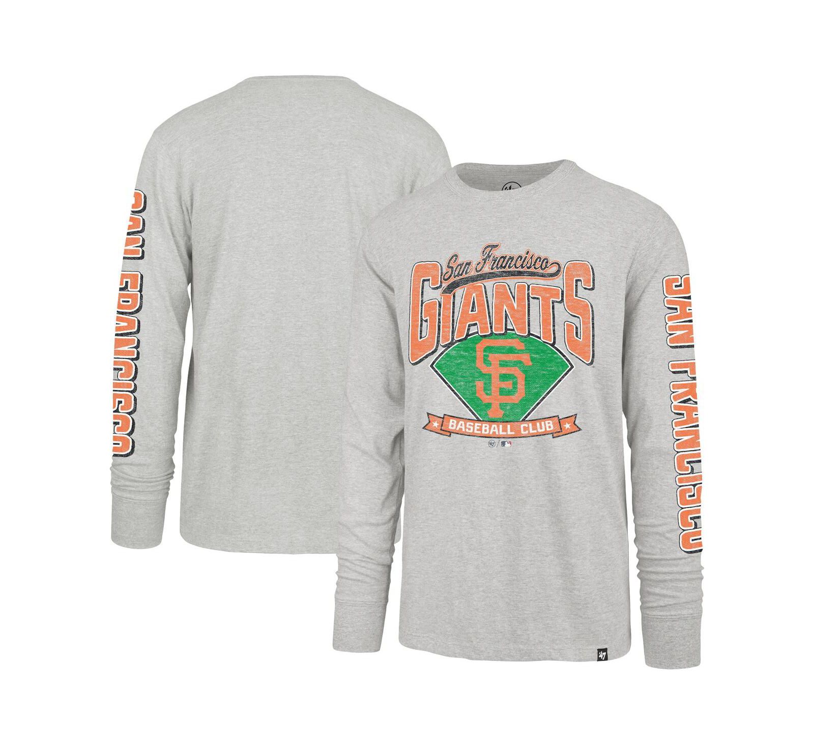 Мужская футболка '47 Brand Gray San Francisco Giants Big & Tall Distressed Franklin Long Sleeve