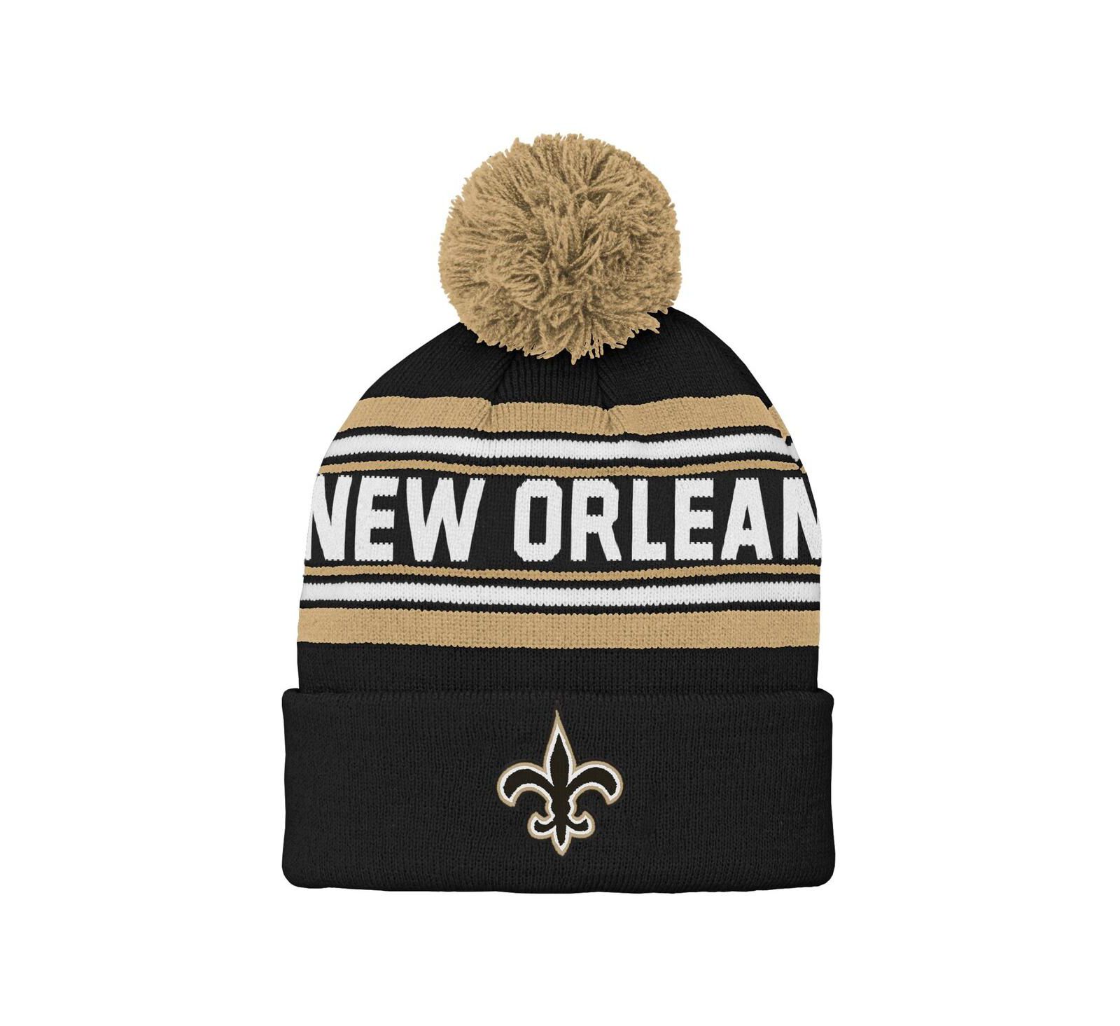 Шапка Outerstuff Preschool с помпоном, черный жаккард New Orleans Saints