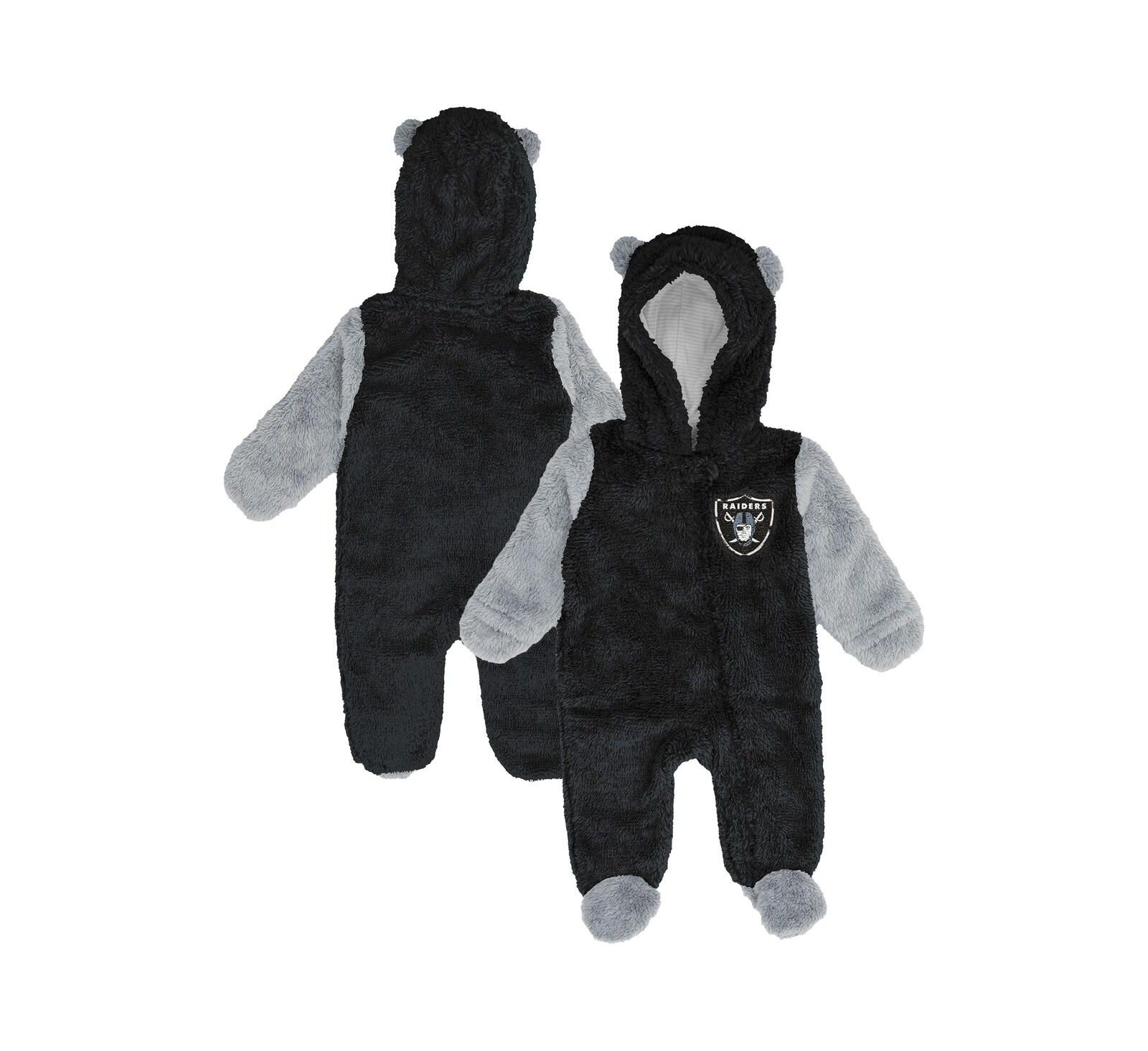 Спальный мешок Outerstuff Baby Boys and Girls Black Las Vegas Raiders Stay Napping Fleece Full-Zip Sleeper
