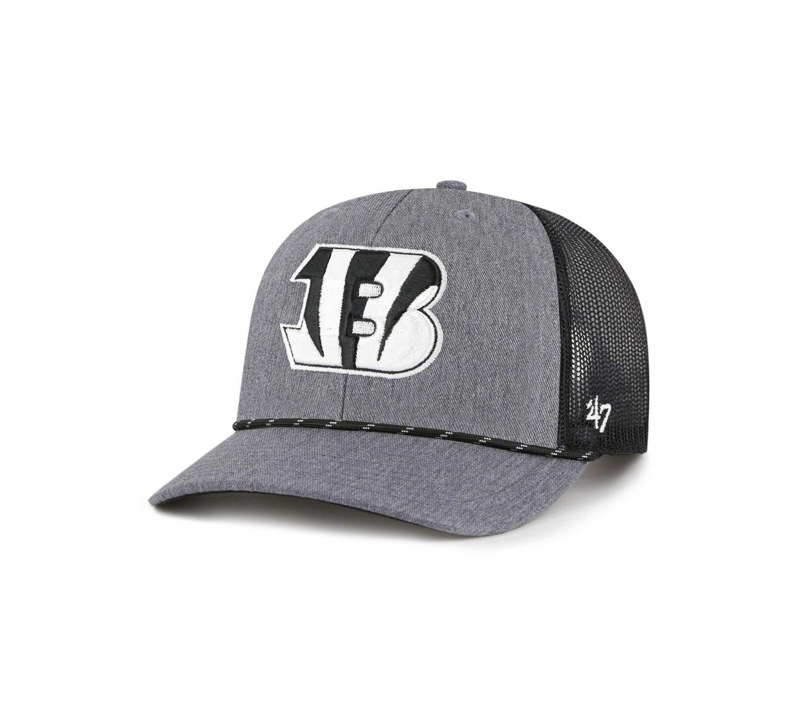 Кепка '47 Brand Men's Heather Charcoal Cincinnati Bengals Carbon Rope Trucker Adjustable Hat