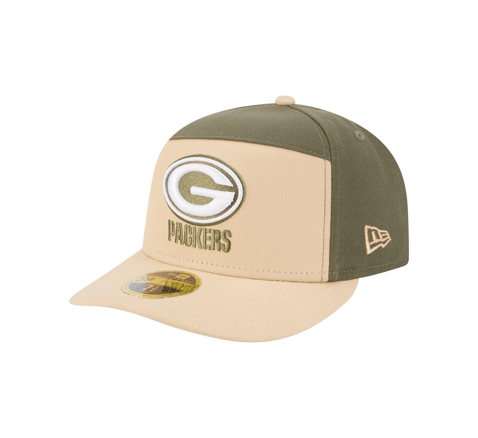 New Era Men's Light Beige/Olive Green Bay Packers Two-Tone Color Pack Split Panel 59FIFTY Fitted Hat