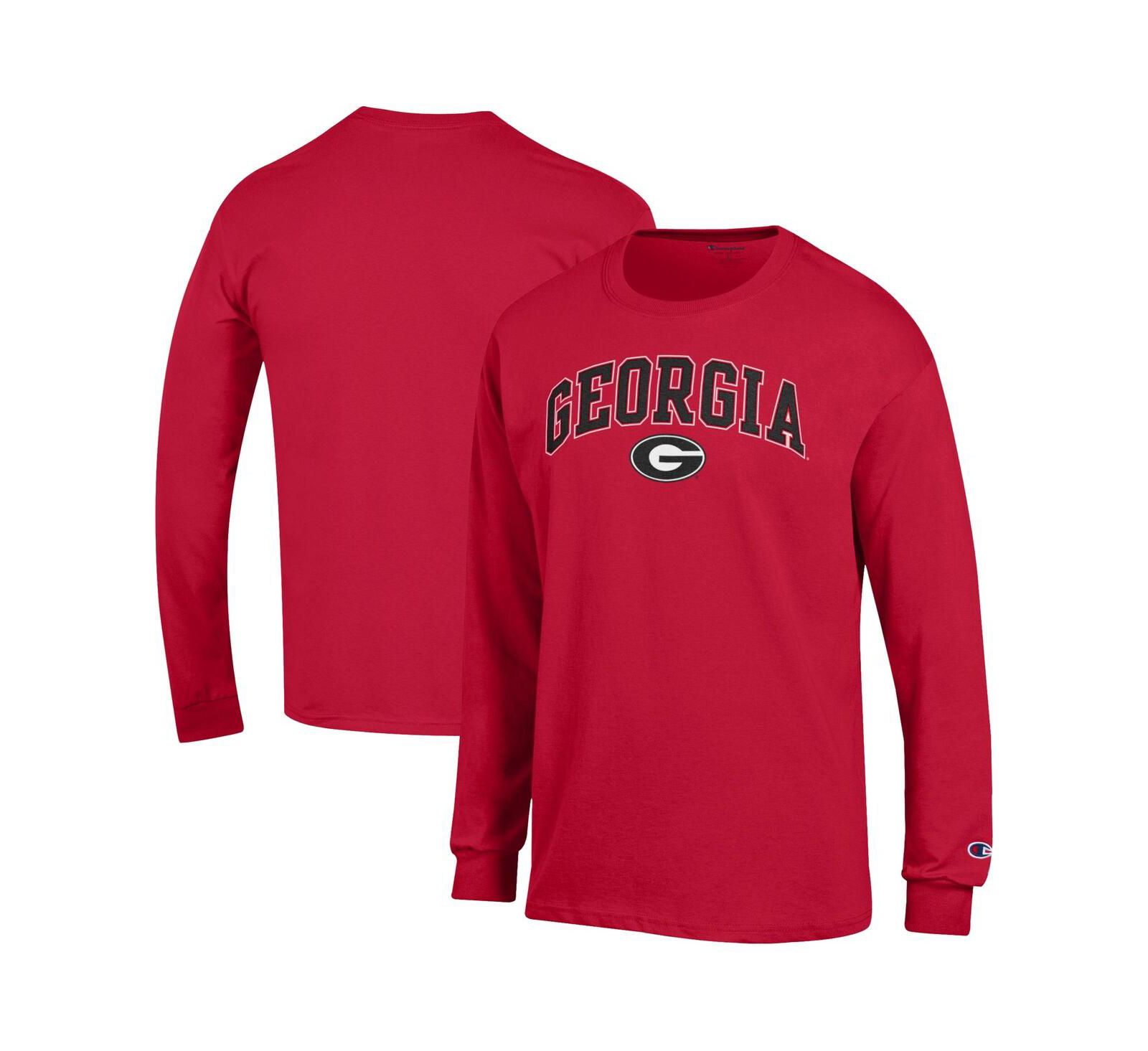 Мужская футболка Champion Red Georgia Bulldogs Arch Over Logo Long Sleeve