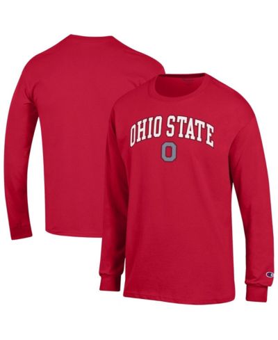 Мужская футболка Champion Scarlet Ohio State Buckeyes Arch Over Logo с длинным рукавом
