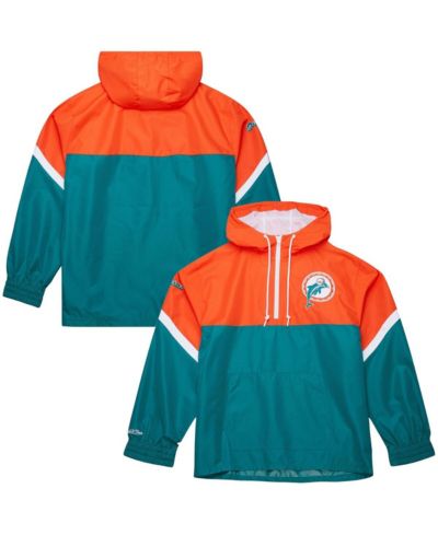 Мужская ветровка Mitchell & Ness Orange/Aqua Miami Dolphins Tie Breaker Vintage Logo Lightweight Anorak Half-Zip