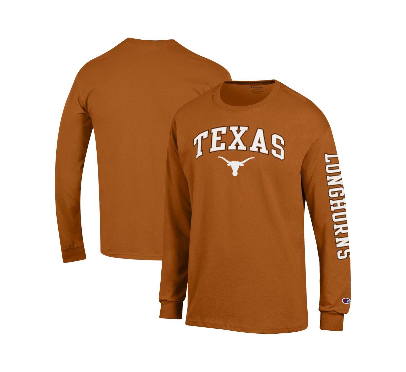 Champion Men's Texas Orange Texas Longhorns Arch Over Logo 2-Hit Long Sleeve T-Shirt
