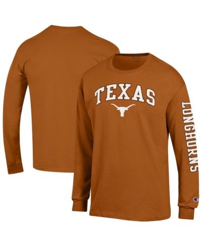Мужская футболка Champion Texas Orange Texas Longhorns Arch Over Logo 2-Hit Long Sleeve