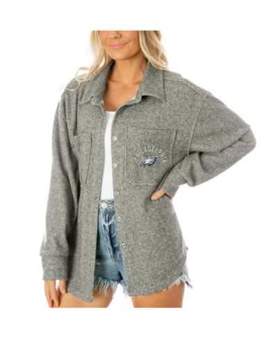 Gameday Couture Women's Gray Philadelphia Eagles Oversized Long Pass Button-Up Shacket