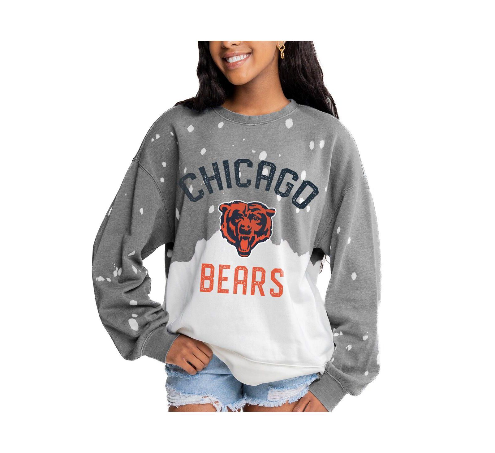 Женский свитшот Gameday Couture Gray Chicago Bears Oversized Coin Toss Faded French Terry Tri-Blend Pullover