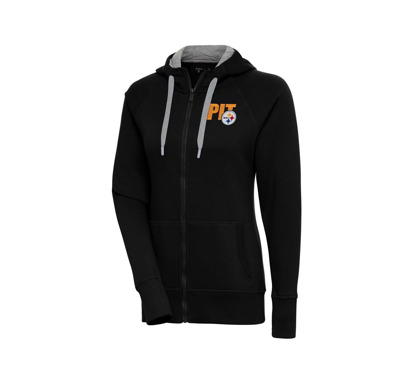 Женское худи Antigua Black Pittsburgh Steelers Victory Full-Zip
