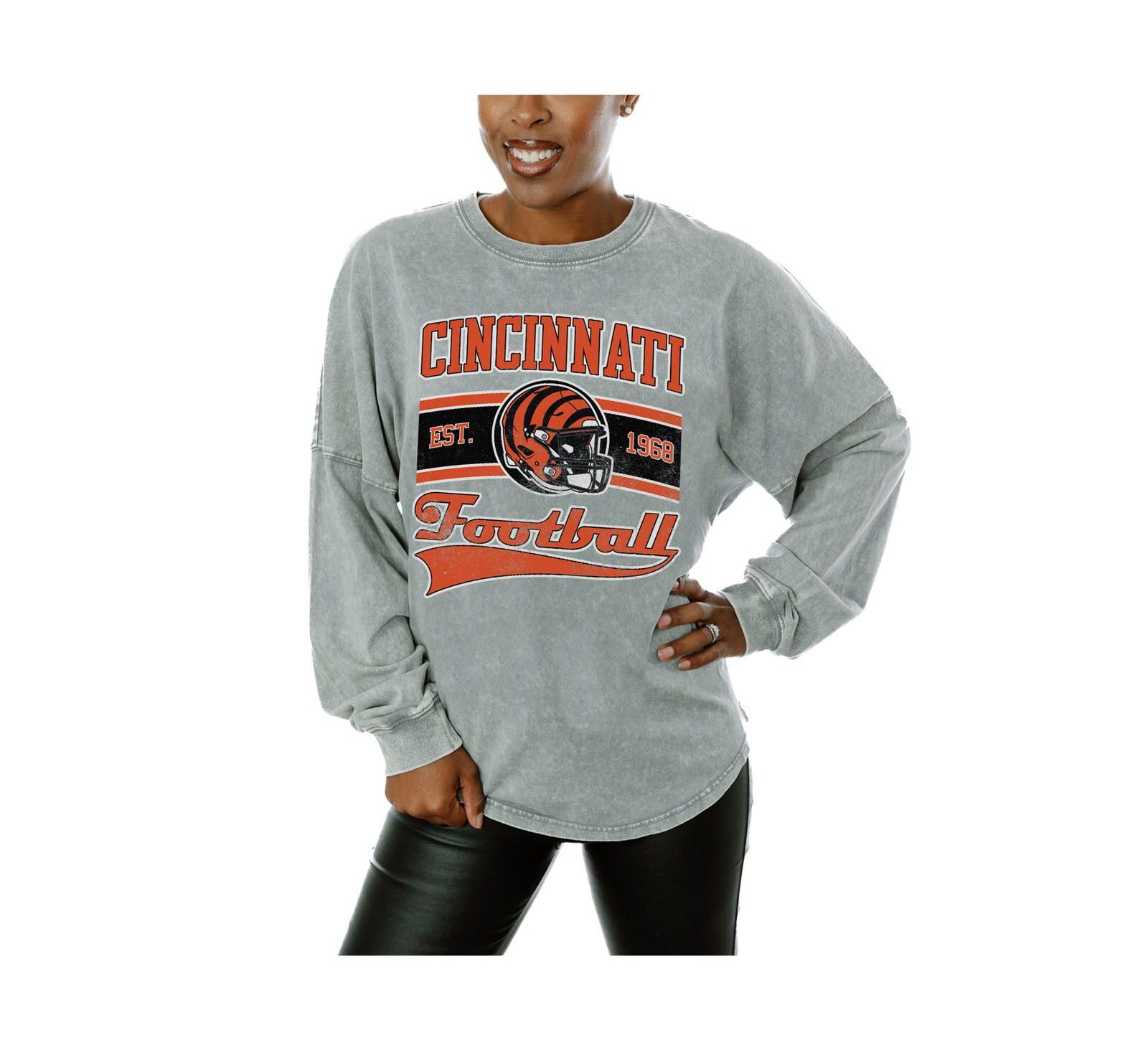 Женская футболка Gameday Couture Cincinnati Bengals Snow Wash, оверсайз, серая