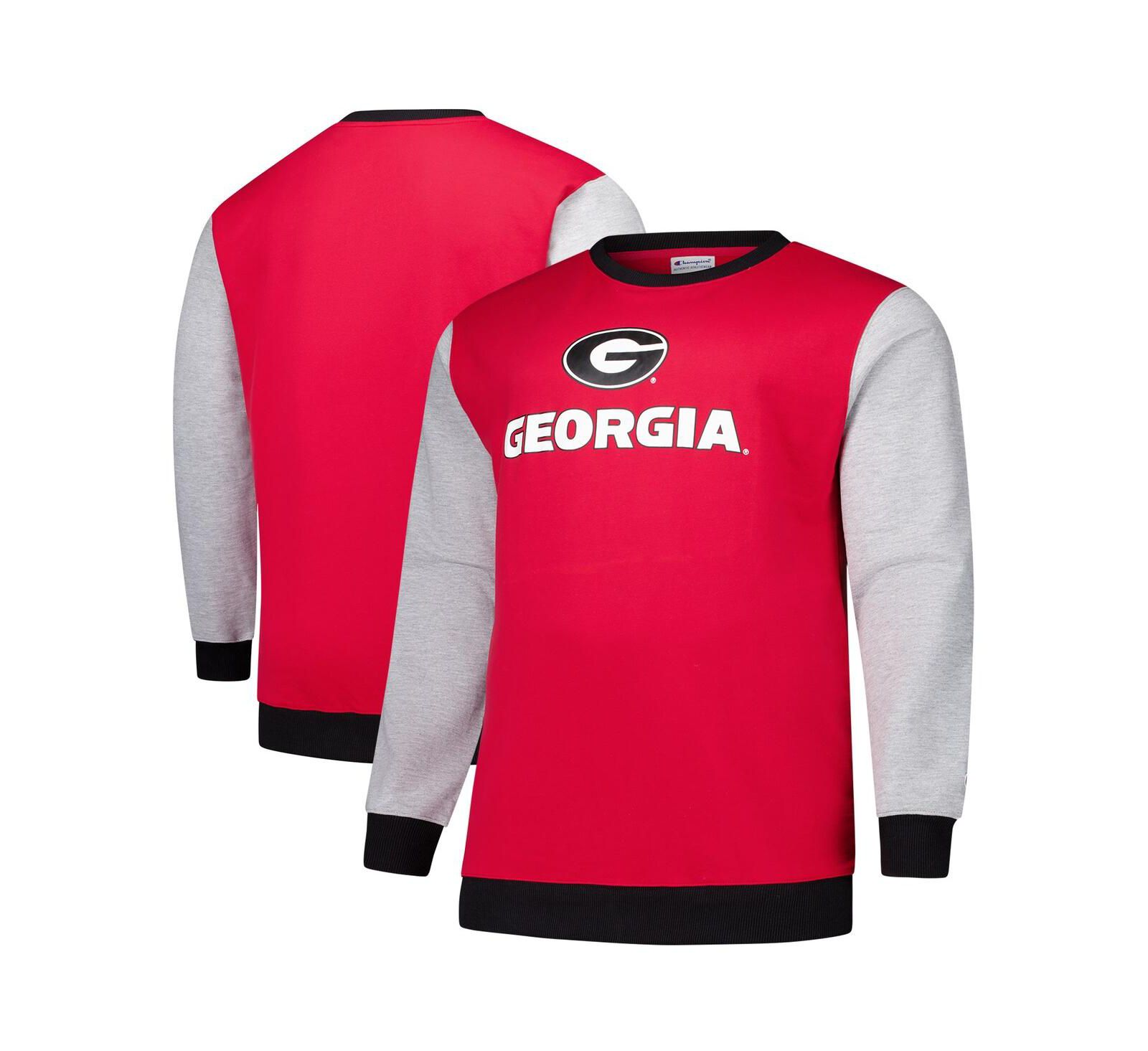 Fanatics Men's Red Georgia Bulldogs Contrast Sleeve Large Chest Big & Tall Pullover Sweatshirt толстовка мужская