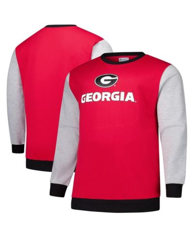Fanatics Men's Red Georgia Bulldogs Contrast Sleeve Large Chest Big & Tall Pullover Sweatshirt