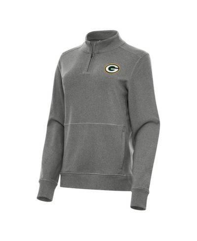 Женская куртка Antigua Heather Black Green Bay Packers Crush Quarter-Zip