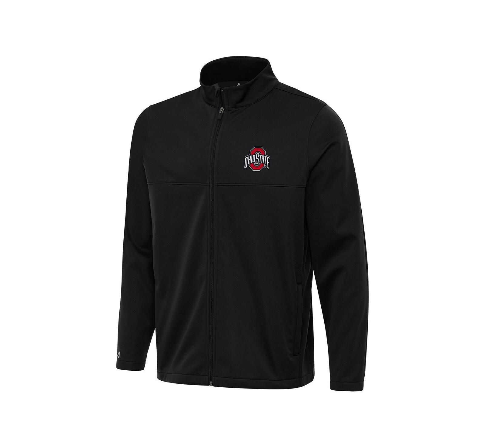 Antigua Men's Black Ohio State Buckeyes Links 2 Full-Zip Golf Jacket