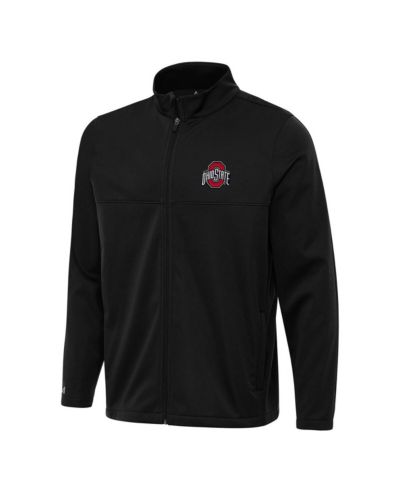 Antigua Мужская ветровка для гольфа Ohio State Buckeyes Links 2 Full-Zip Black