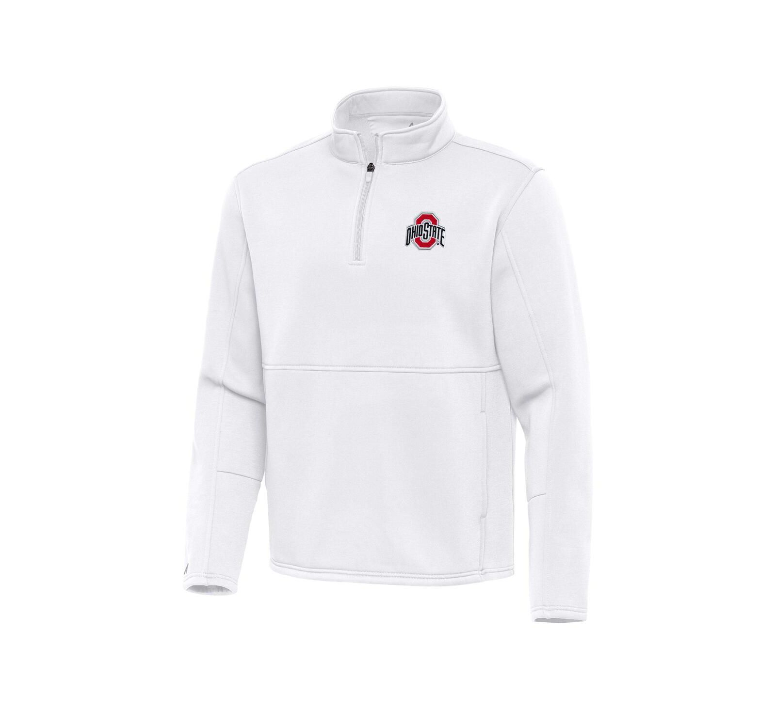 Antigua Men's White Ohio State Buckeyes Twist Quarter-Zip Pullover Jacket