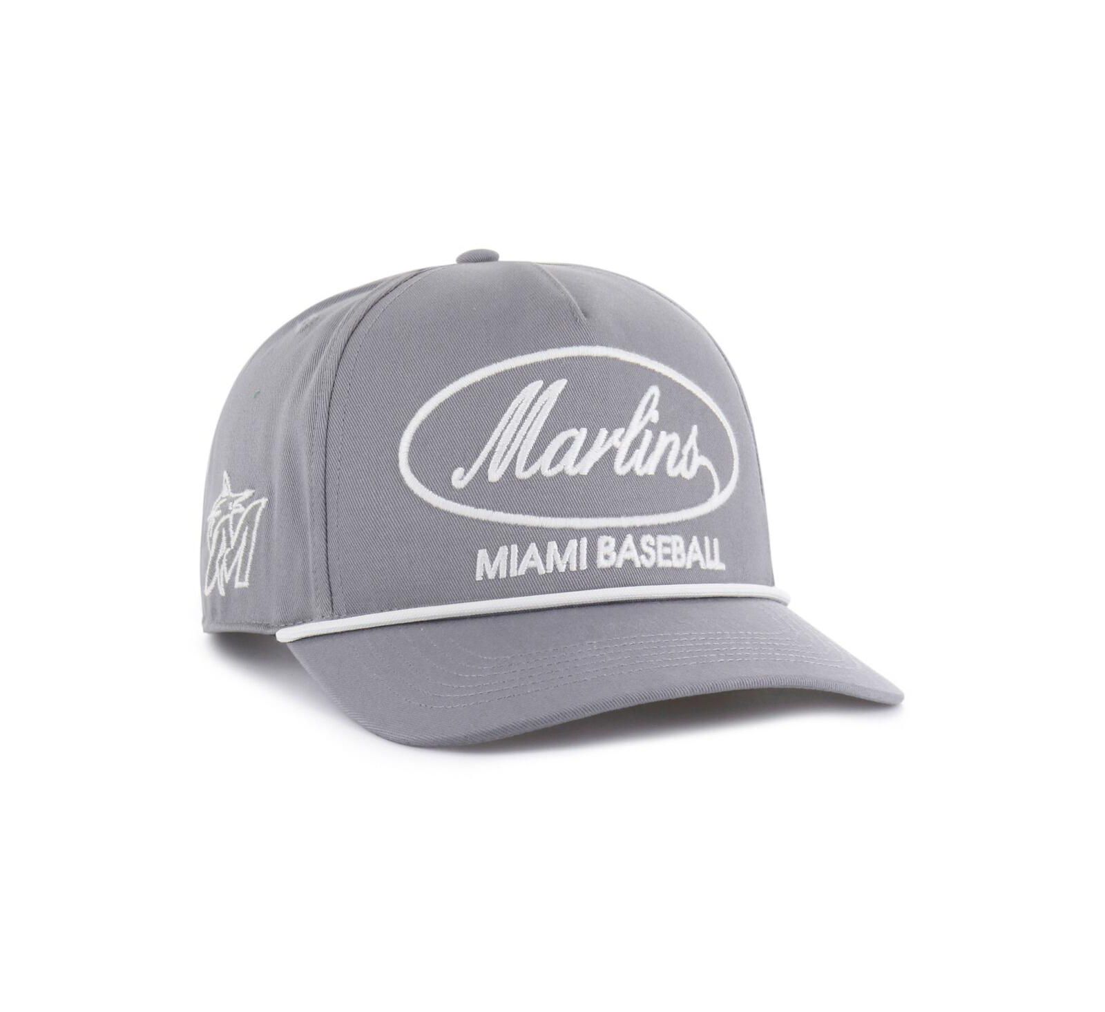 Мужская регулируемая кепка '47 Brand Miami Marlins Gray Foundational Hitch