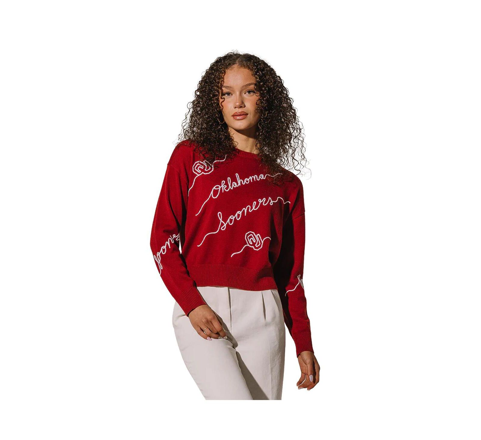 Женский джемпер Kadyluxe Crimson Oklahoma Sooners Love Note Embroidered Pullover