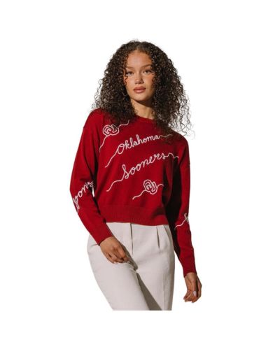 Женский джемпер Kadyluxe Crimson Oklahoma Sooners Love Note Embroidered Pullover