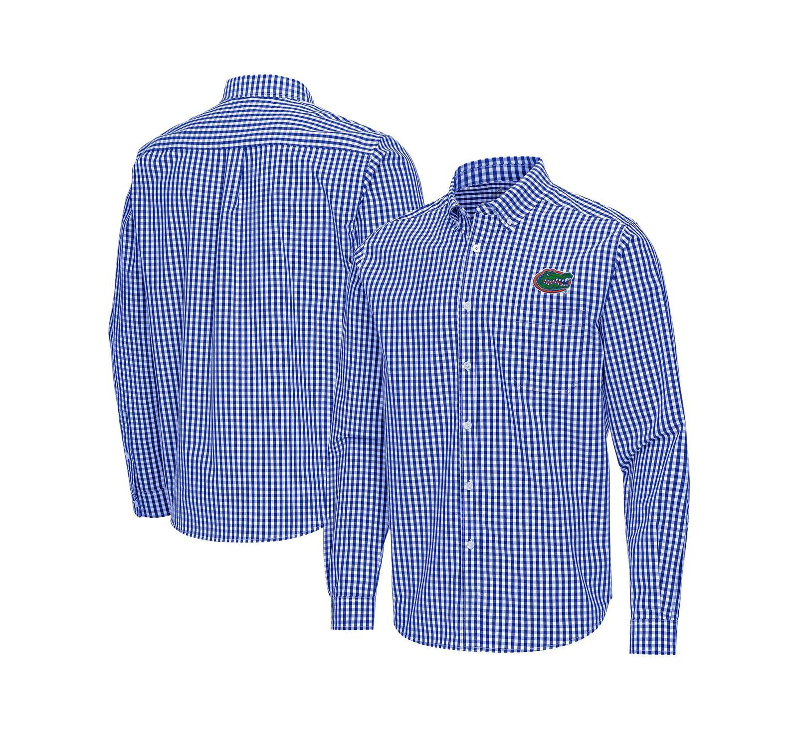 Antigua Men's Royal Florida Gators Ellis Woven Tri-Blend Long Sleeve Button-Down Shirt