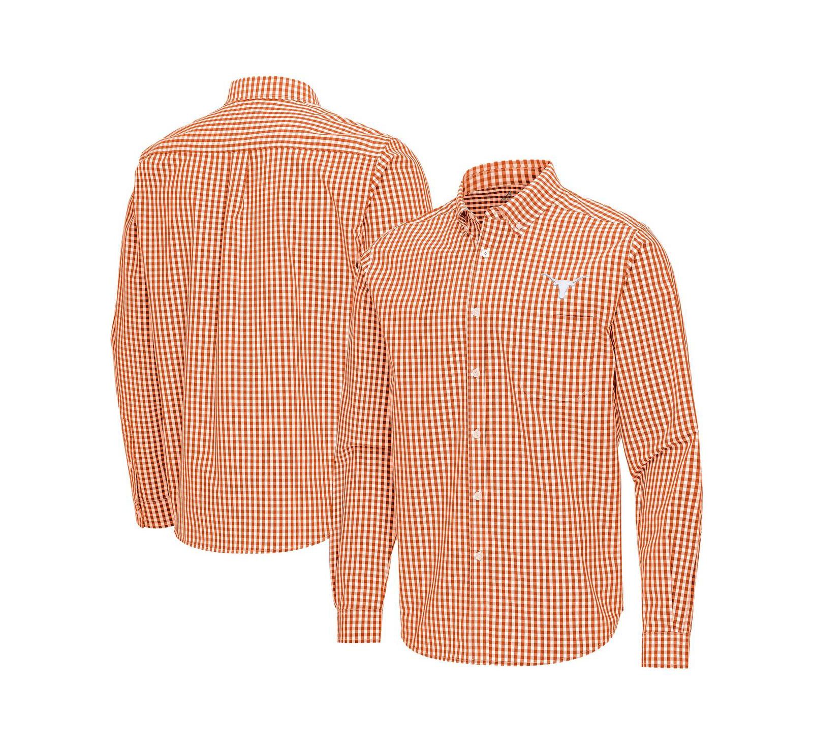 Antigua Мужская рубашка Ellis Woven Tri-Blend Long Sleeve Button-Down, Burnt Orange Texas Longhorns