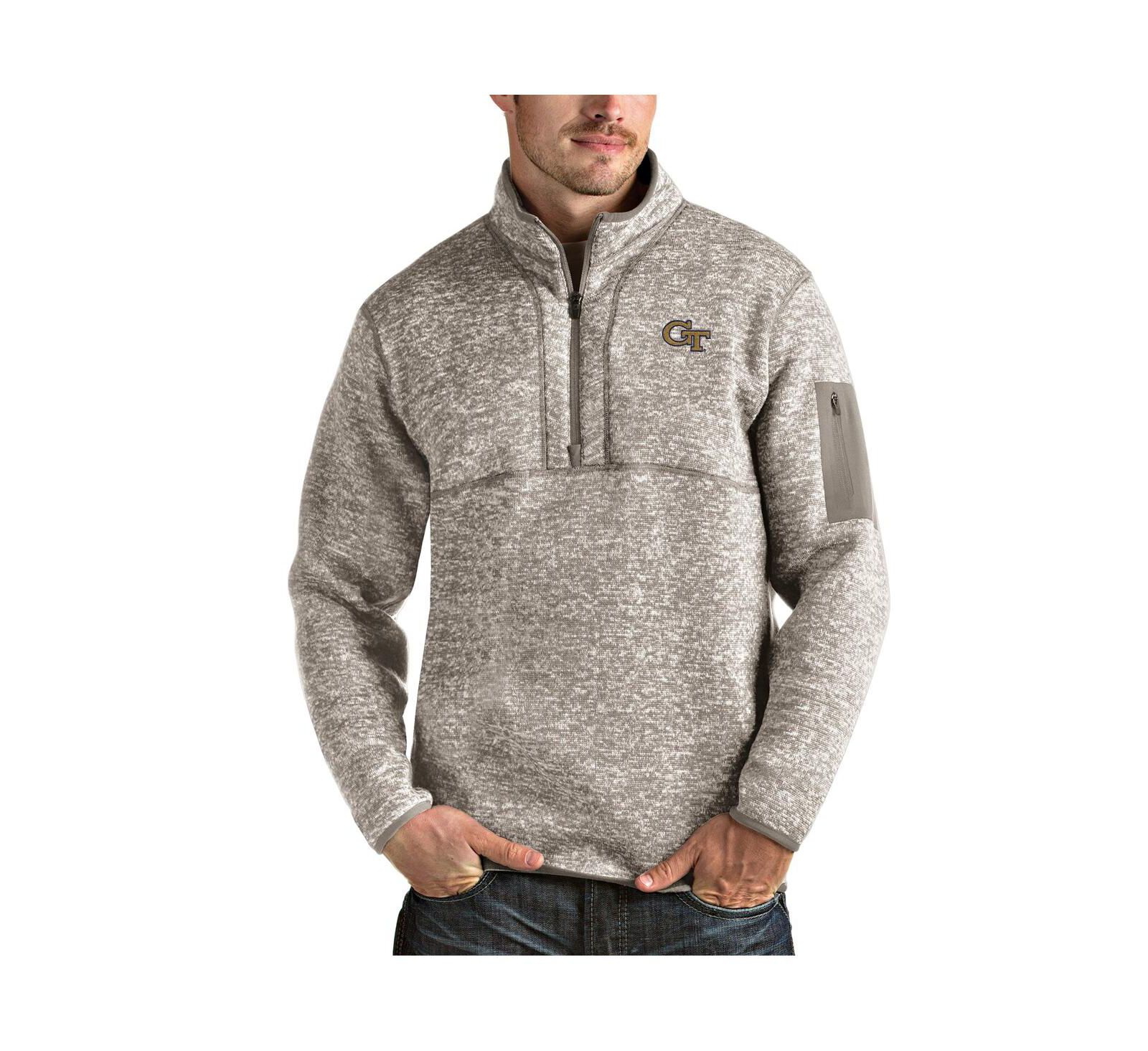 Antigua Мужской джемпер Antigua Georgia Tech Yellow Jackets Fortune Half-Zip Pullover Oatmeal