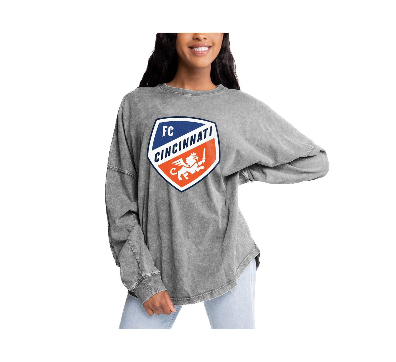 Женский свитшот Gameday Couture Gray FC Cincinnati Faded Wash Pullover