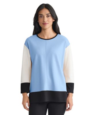 Jones New York Women's Long Sleeve Colorblock Top