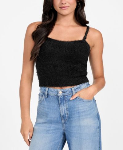 GUESS Women's Cropped Bralette Sleeveless Sweater