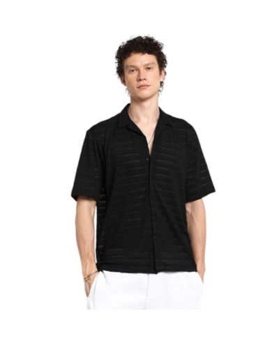 Мужская рубашка Campus Sutra Midnight Black Marquise-Knit