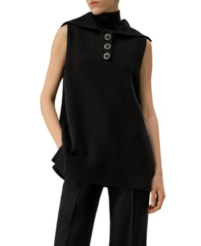LILYSILK Women's Wool-Cashmere Blend Vintage-Inspired Sailor Collar Top