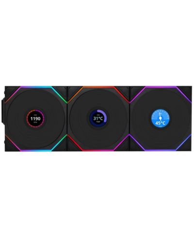 Вентилятор корпуса Lian-Li UNI FAN TL Wireless 1.6" LCD 120mm ARGB, Black, 3-Pack
