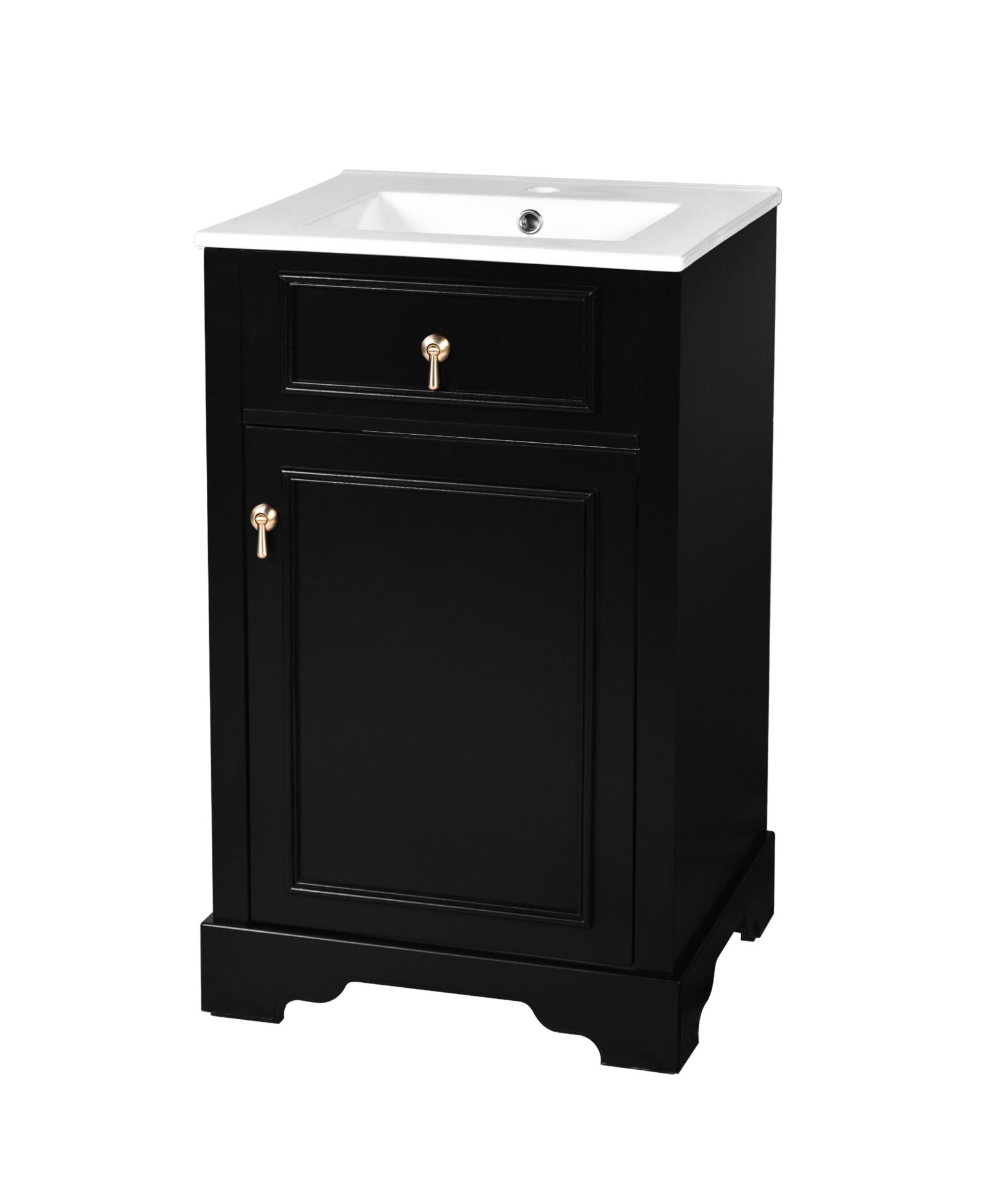 CASAINC Тумба для ванной 20" с керамической раковиной, доводчиками и полками