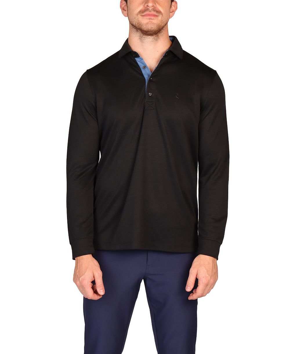 Tailorbyrd Men's Solid Modal Long Sleeve Polo
