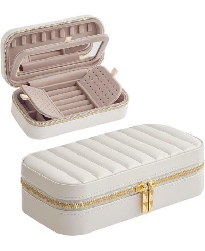 Дорожный кейс для украшений SONGMICS HOME Compact с зеркалом, Cloud White