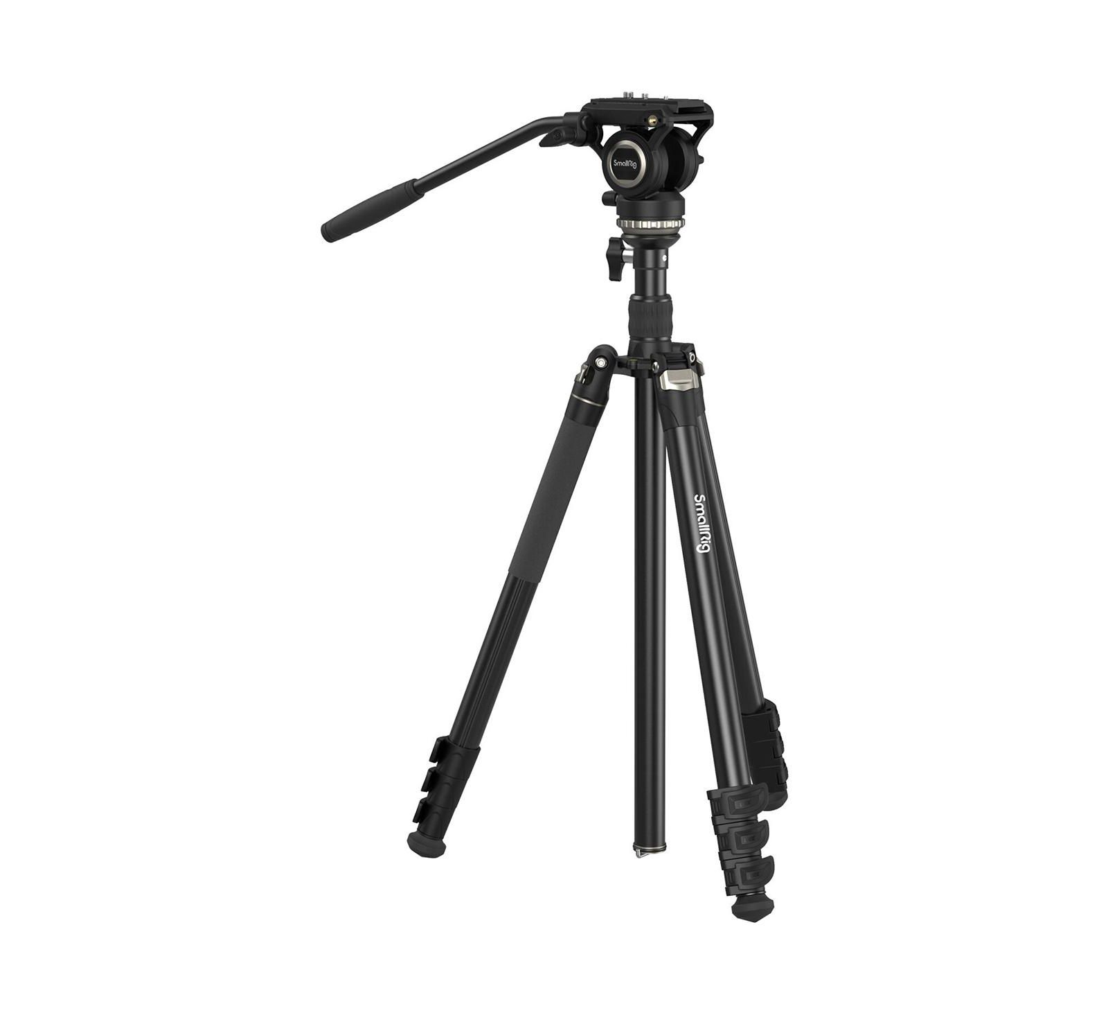 Smallrig CT210 Fluid-Head 4-Section Aluminum Video Tripod Kit for DJI RS 2/RS 3/RS 3 Pro and Manfrotto Plates