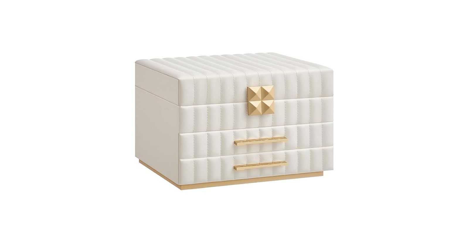 3-Tier Jewelry Box with Mirror, Cloud White