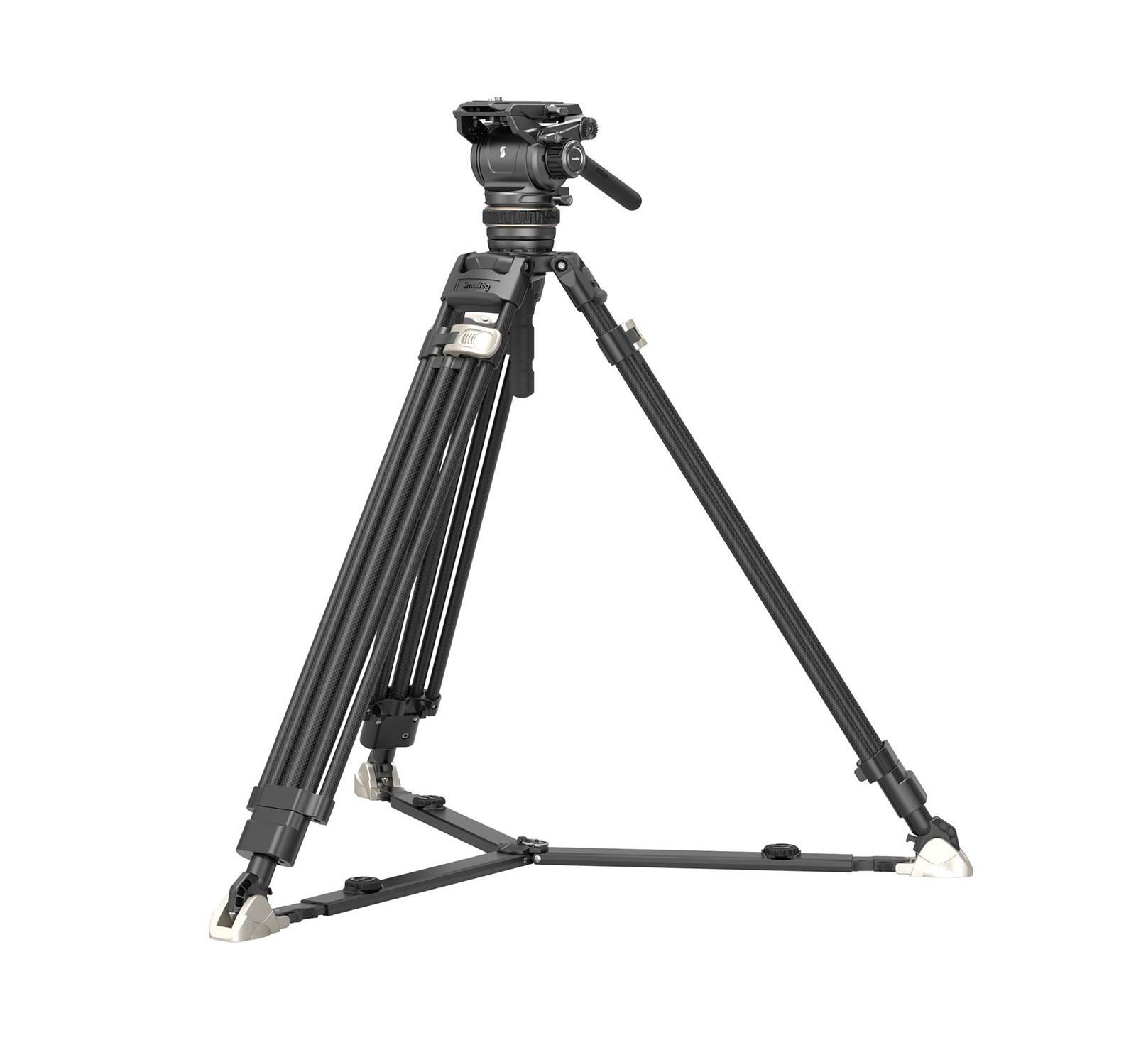 Smallrig Ad-120 Carbon Fiber Fluid Head Tripod Kit Compatible with DJI RS Series and Manfrotto Plates