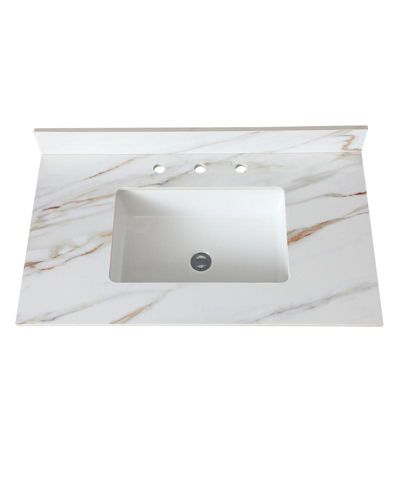 CASAINC столешница из мрамора Carrara 37" с фартуком 4" и раковиной под мойку