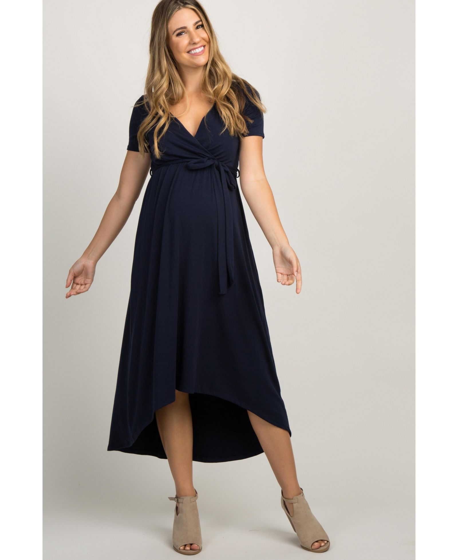 Женское платье Pinkblush Navy Blue Solid Hi-Low Wrap