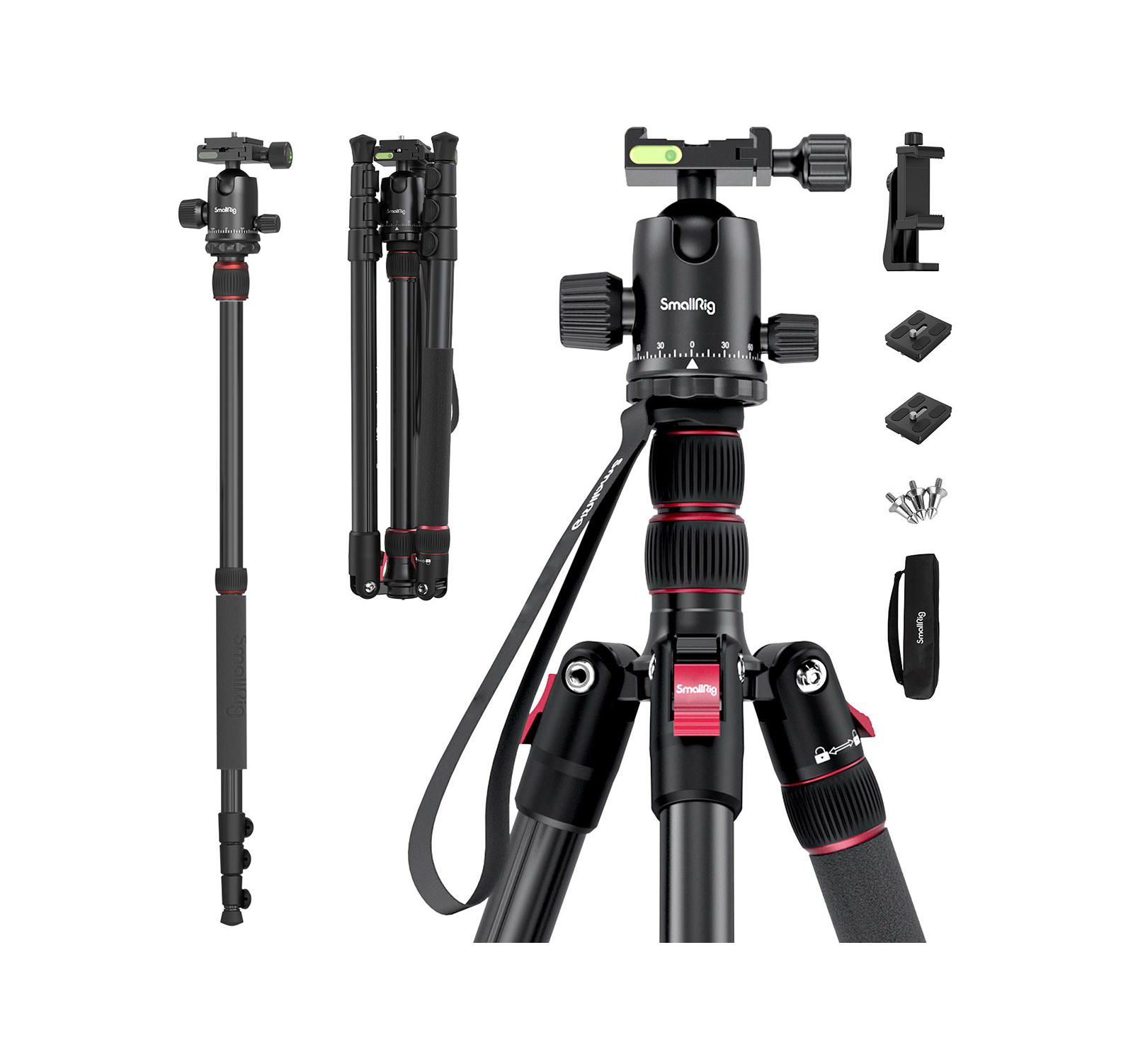 SmallRig CT-20 4-Section Aluminum Tripod/Monopod with Ball Head, Black