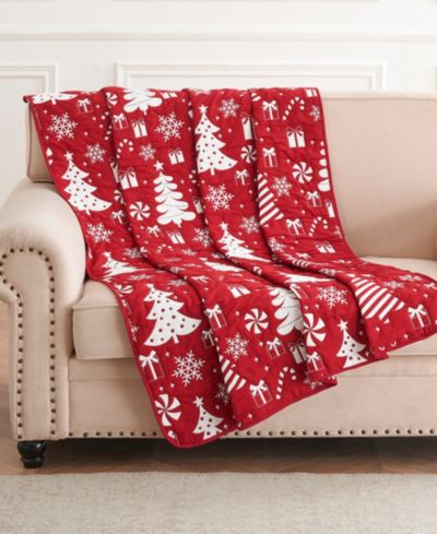Greenland Home Fashions Peppermint Party Jacquard Woven Reversible Holiday Throw, 50" x 60"