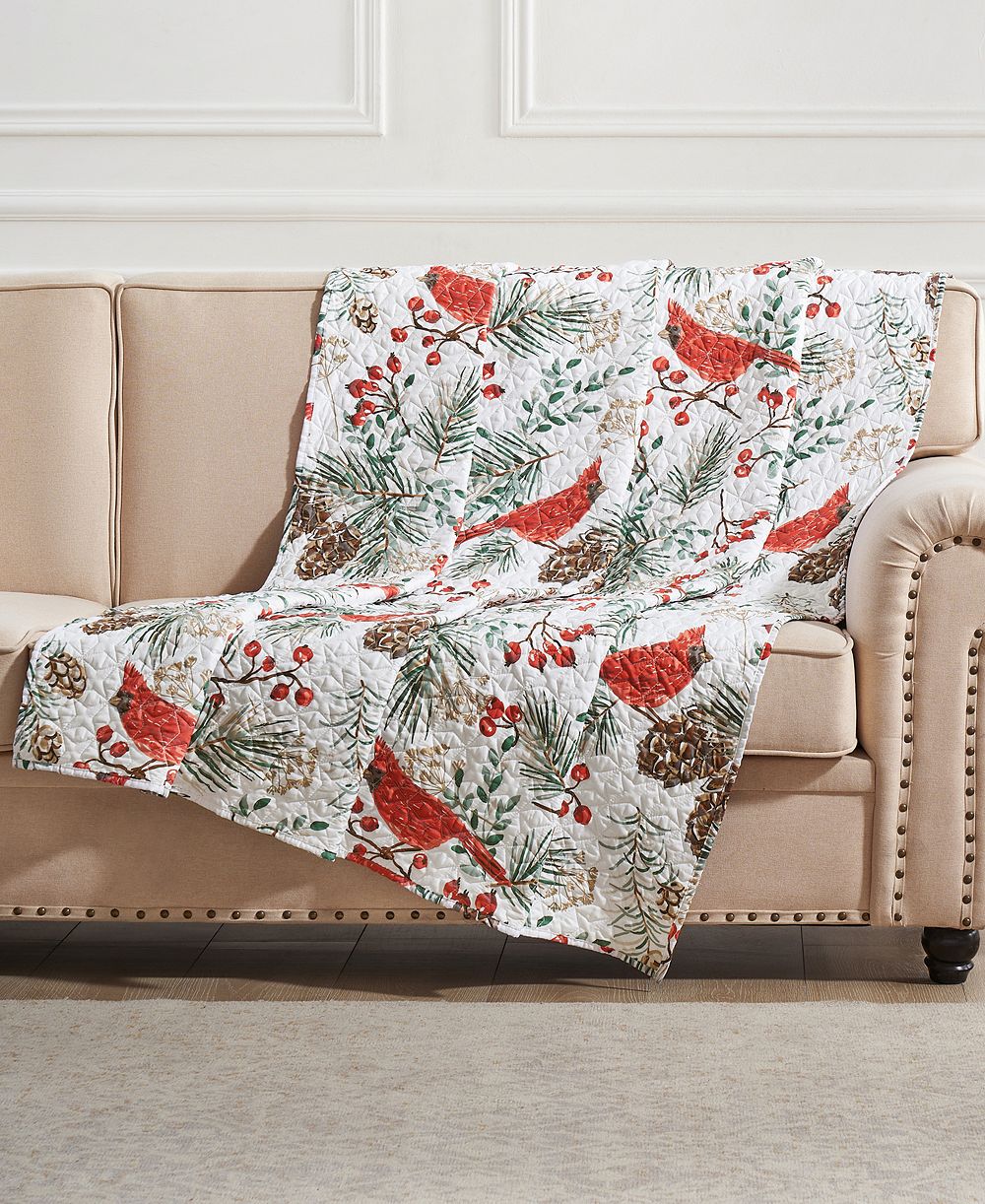 Greenland Home Fashions Двусторонний плед Cardinal Plaid Winter Wonderland, 50" x 60"