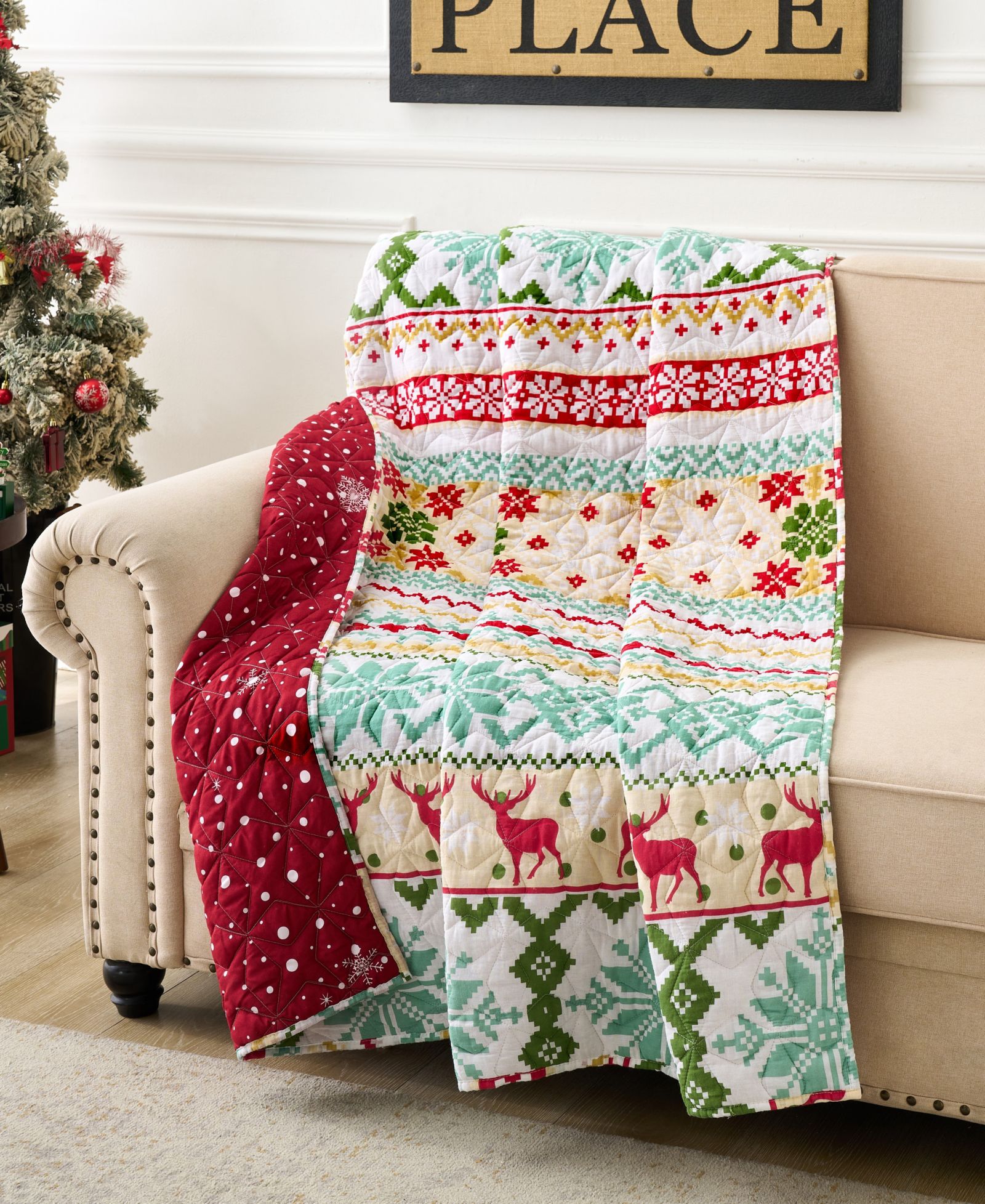 Декоративный плед Greenland Home Fashions Fair Isle Snow, двусторонний, 50" x 60"