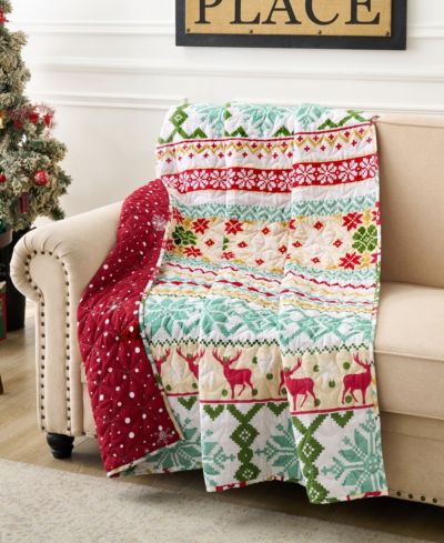 Greenland Home Fashions Fair Isle Snow Reversible Holiday Throw, 50" x 60"