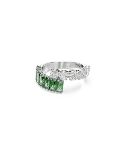Swarovski кольцо Matrix с зеленым родиевым покрытием