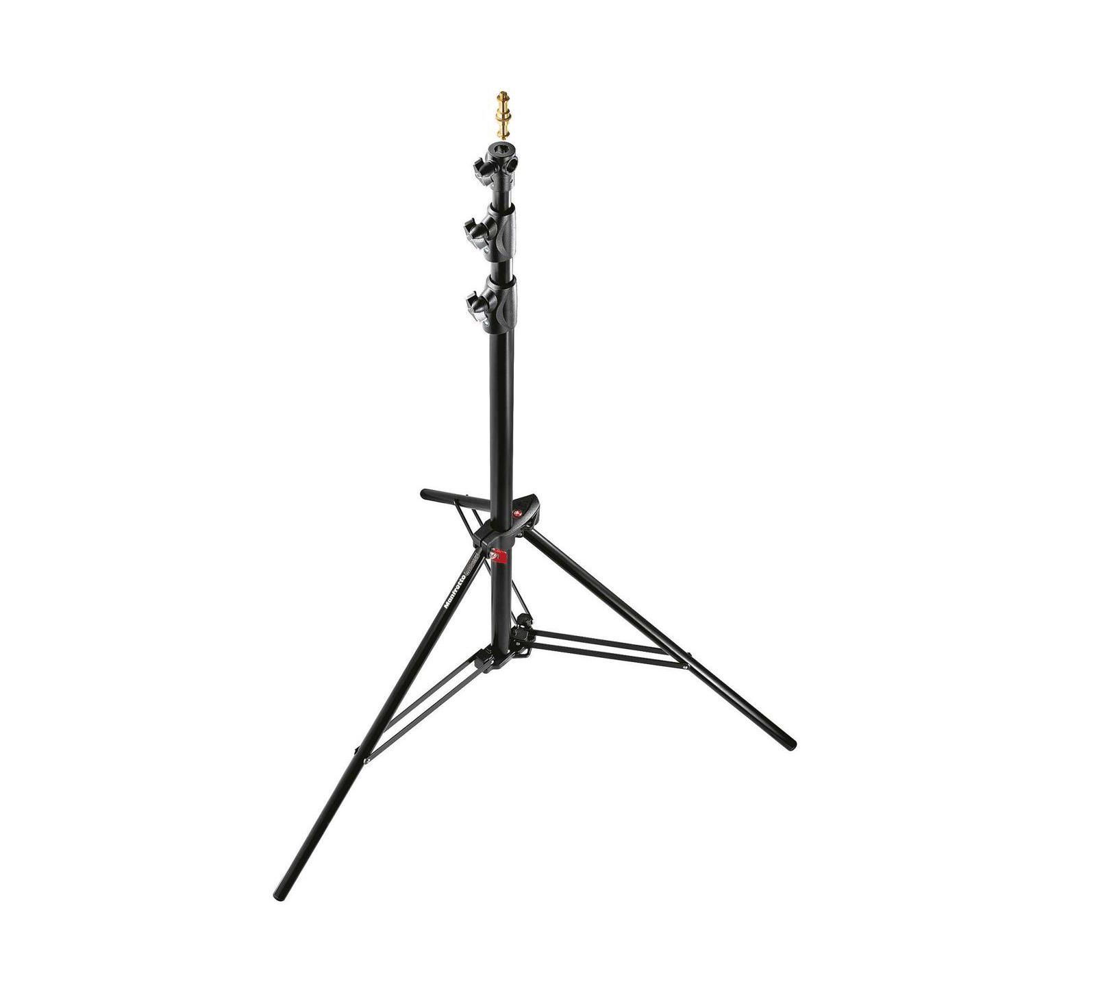 Manfrotto - 107" Air Cushioned, Aluminum, 3-Sections, 2 Risers, Black - Light Stand