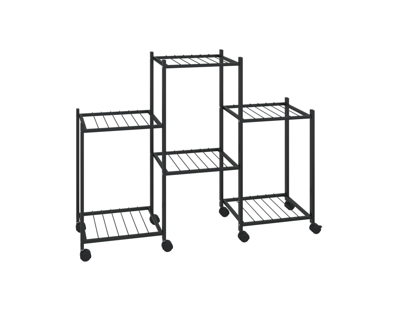 vidaXL 32.7"x9.8"x25" Iron Flower Stand with Wheels