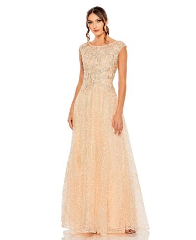 Женское вечернее платье Mac Duggal Women's High Neck Lace Embroidered Detail Gown