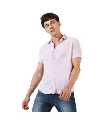 Campus Sutra Men's Lavender Textured Regular Fit Casual Shirt